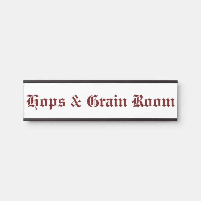 Porte-nom Pour Porte Hops & Grain Room Rouge (Devant)