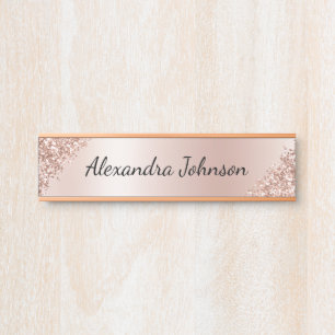 Porte-nom Pour Porte Huile d'or rose Blush Pink Foil Moderne