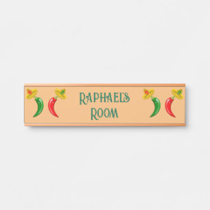 Porte-nom Pour Porte Jour des Morts Chilis Mexicains Nom Personnalisé