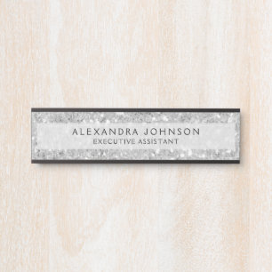 Porte-nom Pour Porte La Parties scintillant d'entreprise argentée Spark