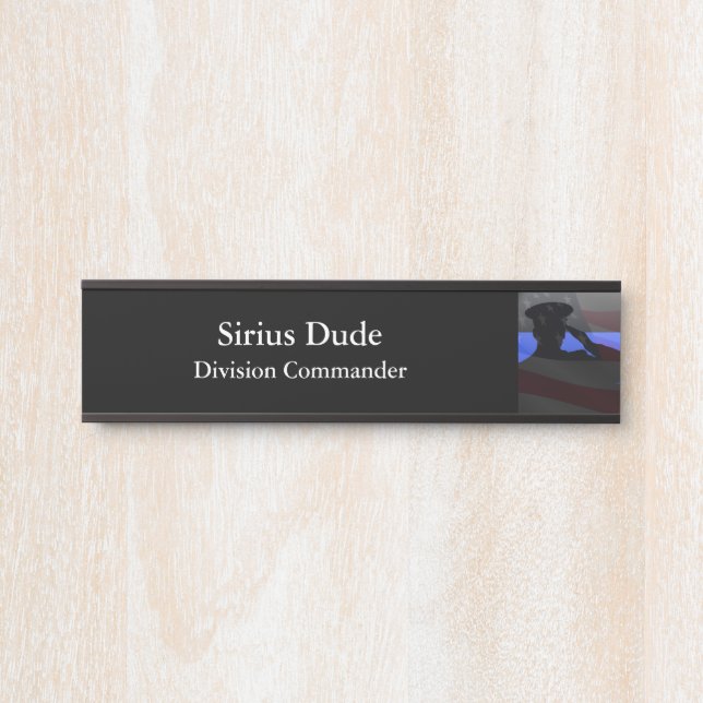 Porte-nom Pour Porte Ligne Bleue Fin - Drapeau Étoiles et rayures Salut (Devant)