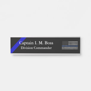 Porte-nom Pour Porte Ligne Bleue Mince - Drapeau Taté