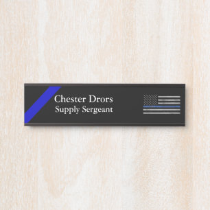 Porte-nom Pour Porte Ligne Bleue Mince - Drapeau Taté