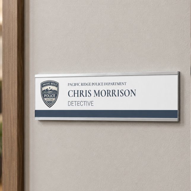 Porte-nom Pour Porte Logo d'agent de police  (Créateur téléchargé)