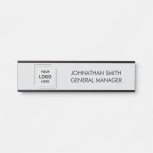 Porte-nom Pour Porte Logo d'entreprise moderne neutre gris pour le pers