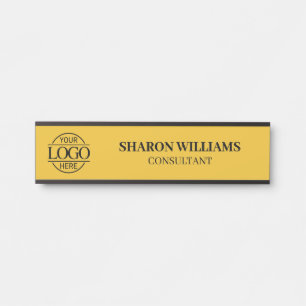 Porte-nom Pour Porte Logo d'entreprise personnalisé simple jaune profes