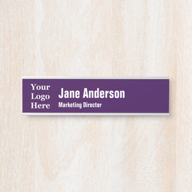 Porte-nom Pour Porte Logo Nom Fonction Business Violet Foncé (Devant)