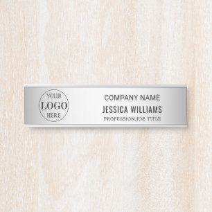Porte-nom Pour Porte Logo personnalisé Arrière - plan gris flou