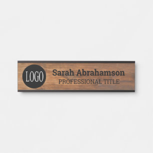 Porte-nom Pour Porte Logo personnalisé Faux Wood Grain Office Porte Sig