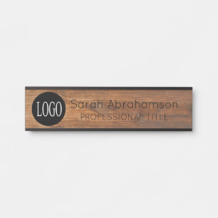 Porte-nom Pour Porte Logo personnalisé Faux Wood Grain Office Porte Sig
