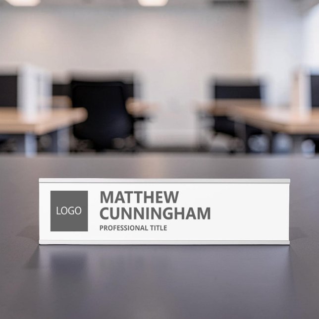 Porte-nom Pour Porte Logo personnalisé simple Nom de l'employé Titre du (Créateur téléchargé)