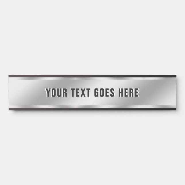 Porte-nom Pour Porte Luxury Silver Look Custom Text Template Room Name (Devant)