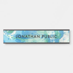 Porte-nom Pour Porte Marbre blanc bleu vert look moderne Abstrait