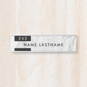 Porte-nom Pour Porte Marbre blanc gris minimaliste Nom du bureau