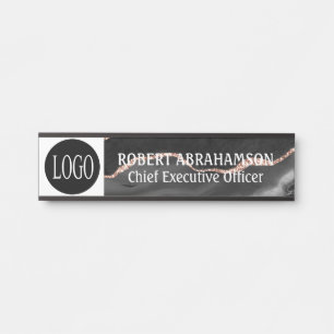 Porte-nom Pour Porte Marbre noir Votre logo Porte de bureau Signes