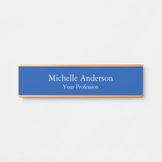 Porte-nom Pour Porte Minimaliste Professionnel Moderne Plain Cobalt Ble