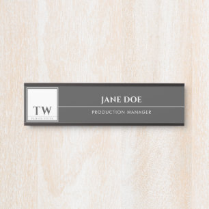 Porte-nom Pour Porte Mode Design gris foncé