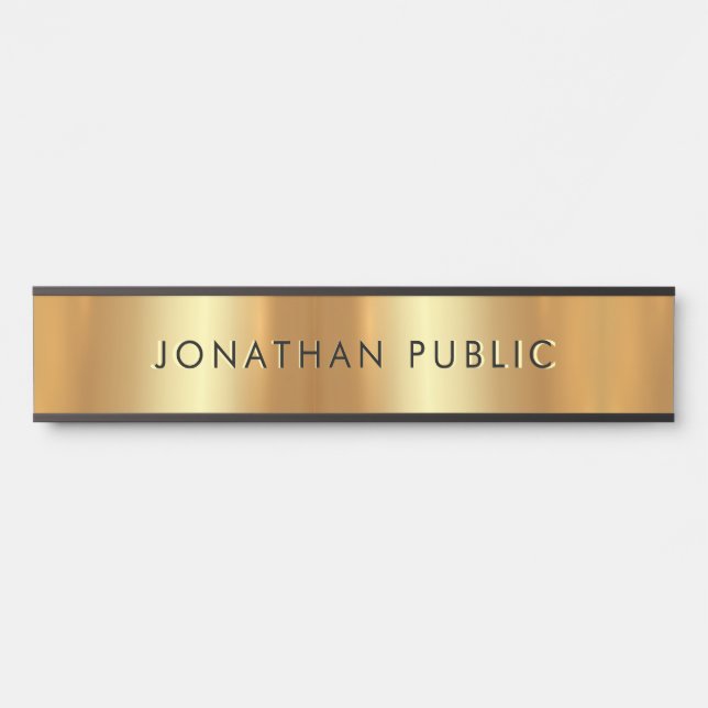 Porte-nom Pour Porte Modèle Creative Moderne Noir Et Or Simple (Devant)