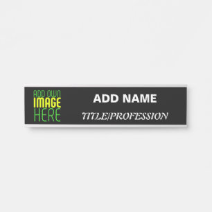 PORTE-NOM POUR PORTE MODELE DE TEXTE D'IMAGE NOIRE SIMPLE ET MODIFIABLE