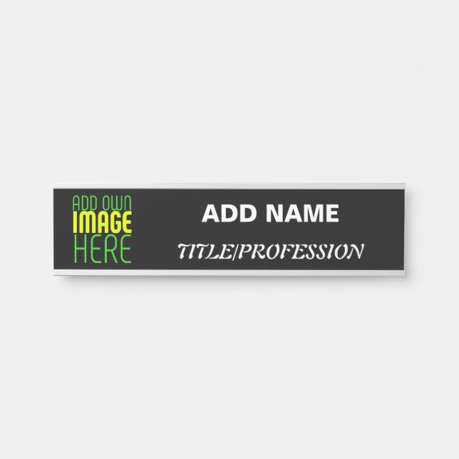 PORTE-NOM POUR PORTE MODELE DE TEXTE D'IMAGE NOIRE SIMPLE ET MODIFIABLE (Devant)