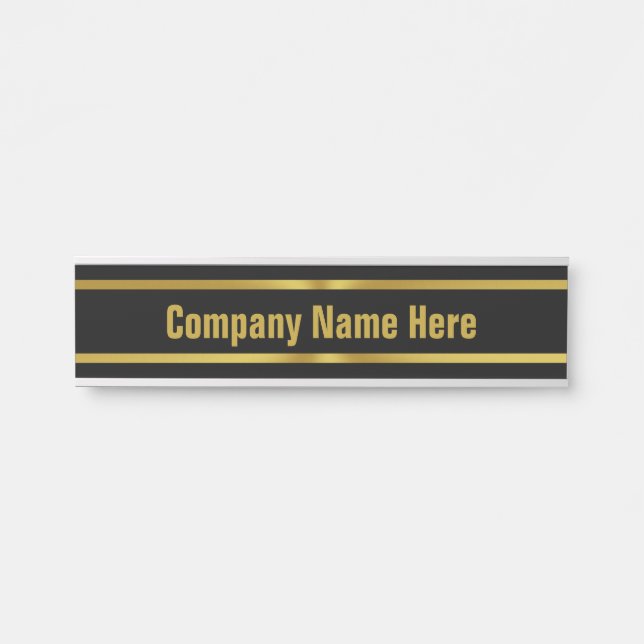Porte-nom Pour Porte Modèle de texte noir et or (Devant)