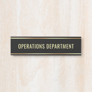 Porte-nom Pour Porte Modèle du département des opérations - Texte perso