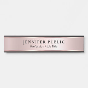 Porte-nom Pour Porte Modèle élégant moderne personnalisé en or rose de 