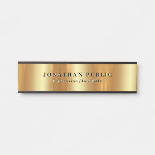 Porte-nom Pour Porte Modèle eText personnalisé Noir & Or tendance