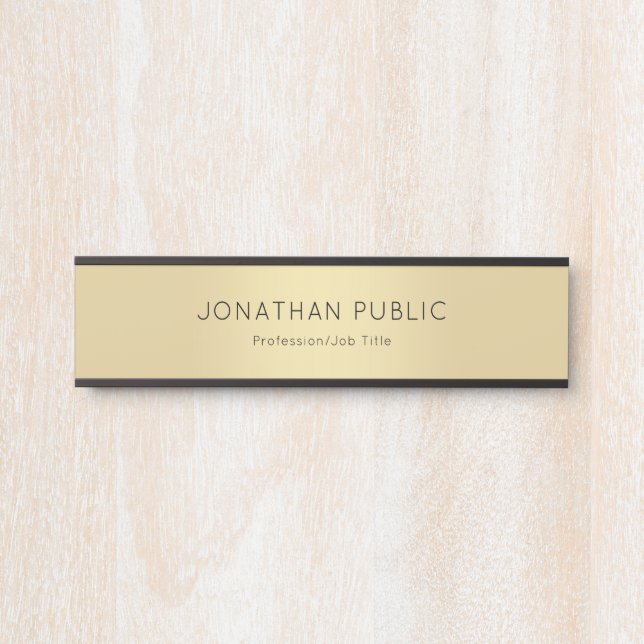 Porte-nom Pour Porte Modèle fascinant d'or noir moderne élégant (Devant)