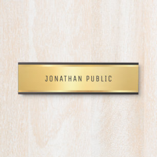 Porte-nom Pour Porte Modèle Moderne de Luxe Noir et Or