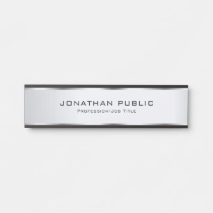 Porte-nom Pour Porte Modèle moderne élégant Silver personnalisable