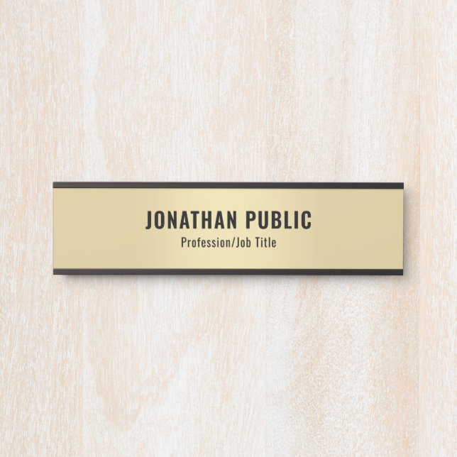 Porte-nom Pour Porte Modèle moderne moderne moderne Black and Gold (Devant)