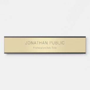 Porte-nom Pour Porte Modèle moderne professionnel Black Gold