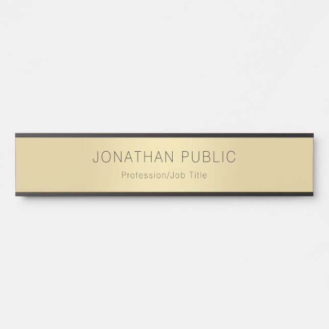 Porte-nom Pour Porte Modèle moderne professionnel Black Gold (Devant)