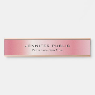 Porte-nom Pour Porte Modèle moderne sur mesure Glam Rose or