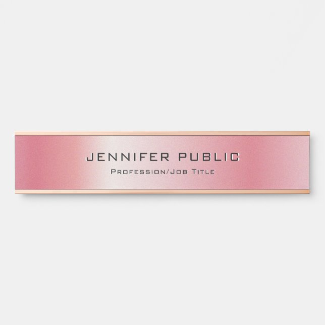 Porte-nom Pour Porte Modèle moderne sur mesure Glam Rose or (Devant)