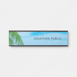Porte-nom Pour Porte Modèle naturel moderne Blue Sky Palm Feuilles