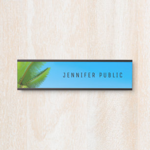 Porte-nom Pour Porte Modèle naturel moderne tendance Palms Blue Sky