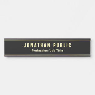 Porte-nom Pour Porte Modèle Noir Et Or Personnalisé