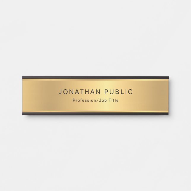 Porte-nom Pour Porte Modèle professionnel moderne Gold Look (Devant)