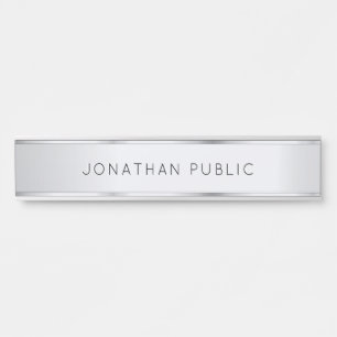 Porte-nom Pour Porte Moderne Élégant Simple Modèle Glamour Argent