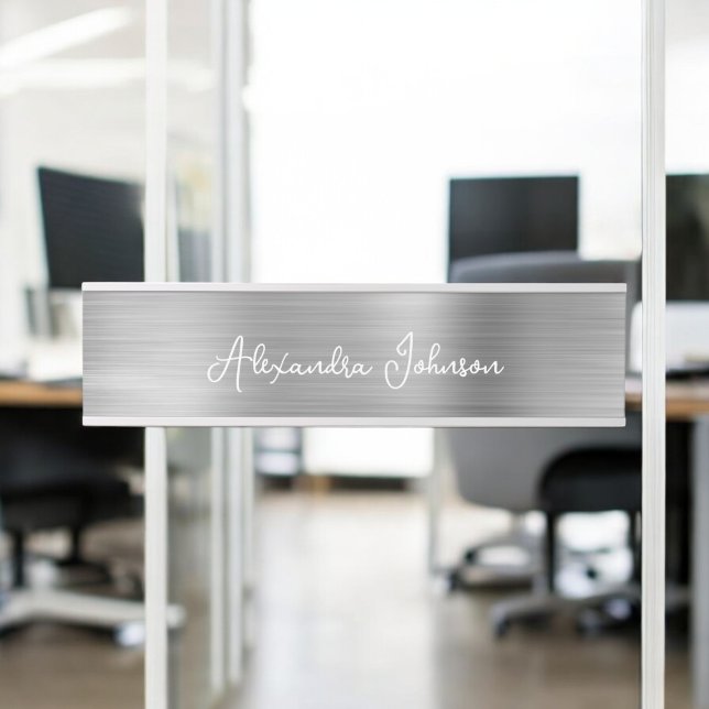 Porte-nom Pour Porte Moderne Luxe Silver Business Foil Moderne (Créateur téléchargé)