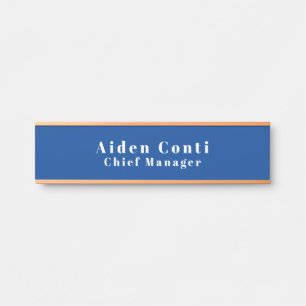 Porte-nom Pour Porte Moderne Simple Plat Bleu Profond Minimaliste