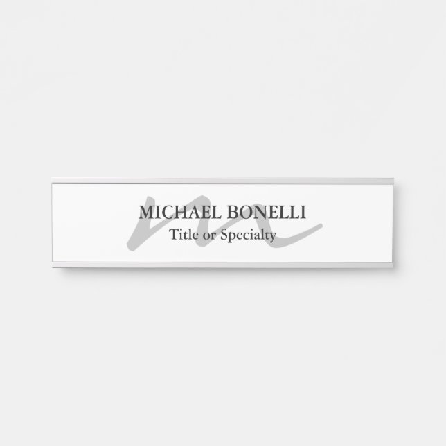 Porte-nom Pour Porte Monogramme moderne tendance professionnel initial (Devant)