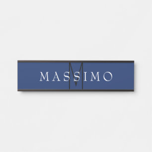 Porte-nom Pour Porte Monogramme Noir Professionnel Bleu Votre Nom