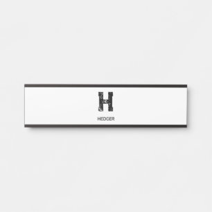 PORTE-NOM POUR PORTE MONOGRAMME NOM À UNE LETTRE NOIR MINIMALISTE BLANC