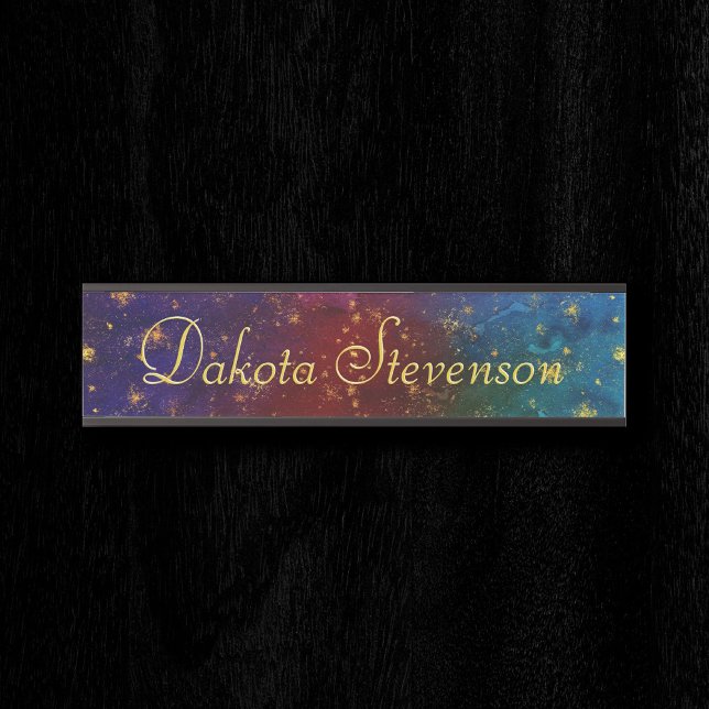 Porte-nom Pour Porte Moody Ombre | Psychedélique Grunge Gold Stardust (Créateur téléchargé)