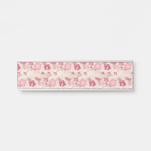 Porte-nom Pour Porte Motif de fleurs modernes roses mignonnes