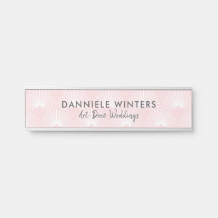 Porte-nom Pour Porte Motif sans couture art-déco rose pastel