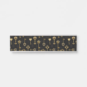 Porte-nom Pour Porte Motif sans couture avec des clés dorées